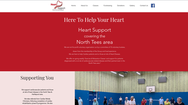 Screenshot of the Heart Support website