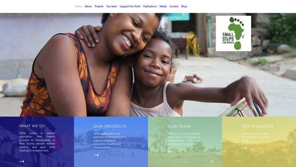 Screenshot of the Small Steps For Africa website