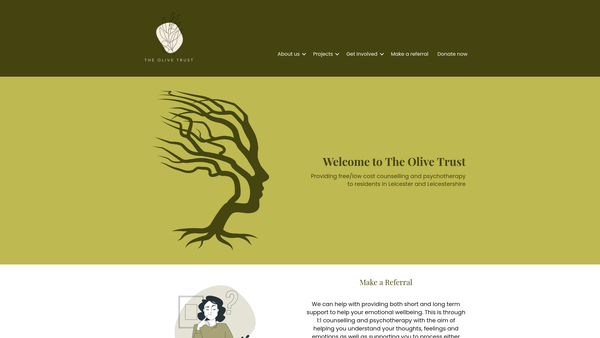 Screenshot of the The Olive Trust website