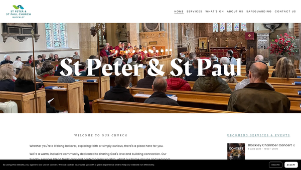 Screenshot of the The Parochial Church Council Of The Ecclesiastical Parish Of St Peter & St Paul, Blockley With Aston Magna website