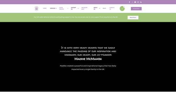 Screenshot of the Maddie's Miracle website