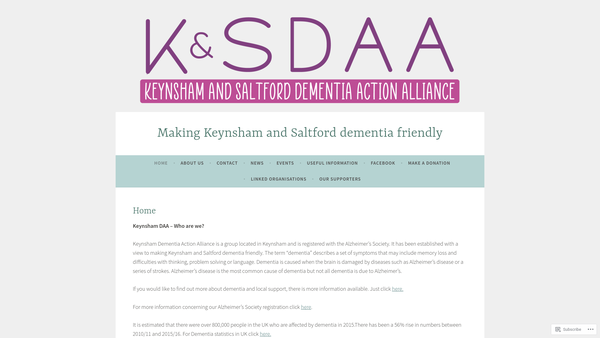 Screenshot of the Keynsham and Saltford Dementia Action Alliance website