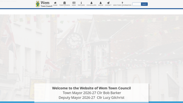 Screenshot of the The Wem Sports And Social Association website