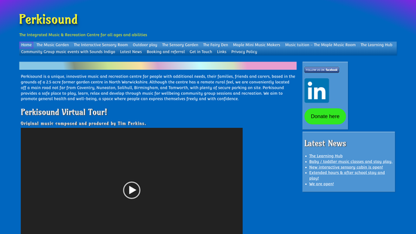 Screenshot of the Perkisound Charitable Incorporated Organisation website
