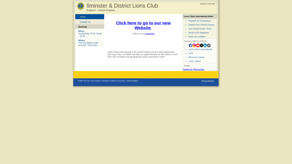 Screenshot of the Ilminster & District Lions Club (CIO) website