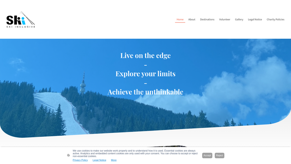 Screenshot of the Ski Inclusive website