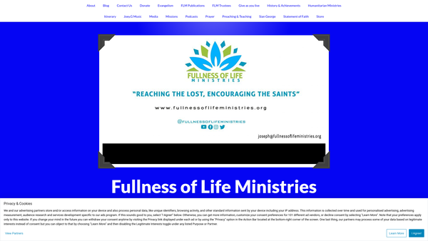 Screenshot of the Fullness Of Life Ministries website