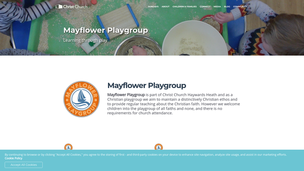 Screenshot of the Mayflower Playgroup, Haywards Heath website