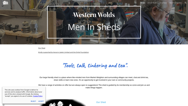 Screenshot of the Western Wolds Men In Sheds website