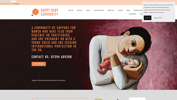Screenshot of the The Happy Baby Community website
