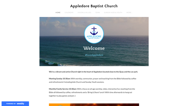 Screenshot of the Appledore Baptist Church website