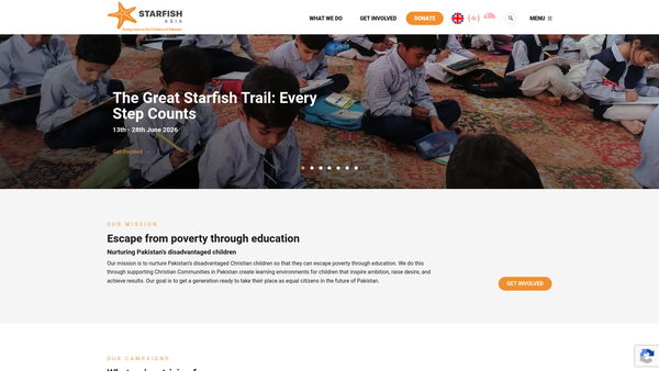 Screenshot of the Starfish Asia website