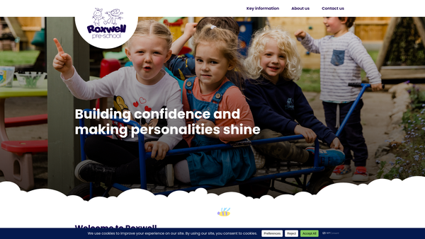 Screenshot of the Roxwell Pre-School Ltd website