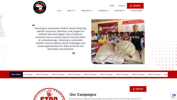Screenshot of the Jacobs Well Child Africa website