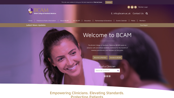 Screenshot of the Bacd website