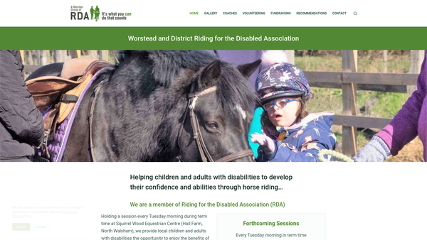 Screenshot of the Worstead & District Riding For The Disabled website