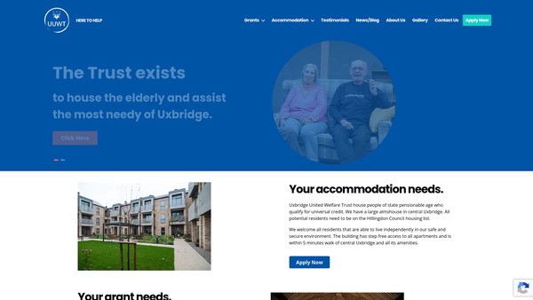 Screenshot of the Uxbridge United Welfare Trust website