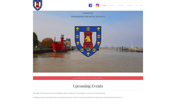 Screenshot of the The Gravesend Regatta Society website