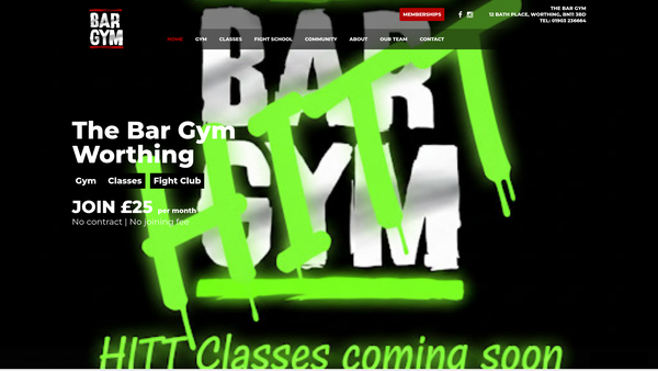 Screenshot of the The Bar Gym website