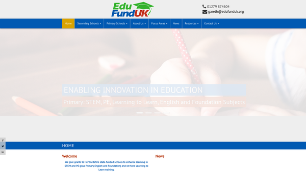 Screenshot of the Edufund UK website