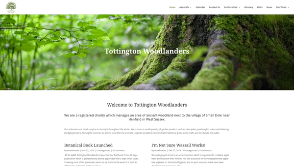 Screenshot of the Tottington Woodlanders CIO website