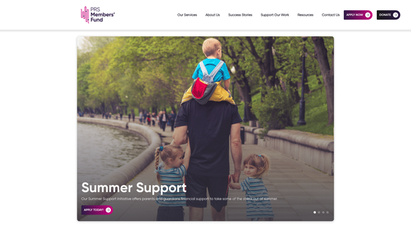 Screenshot of the Prs Members' Fund website