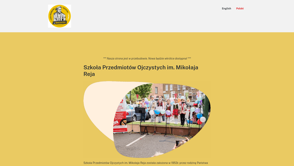 Screenshot of the Parents' Association Of The Mikolaj Rej Polish School website