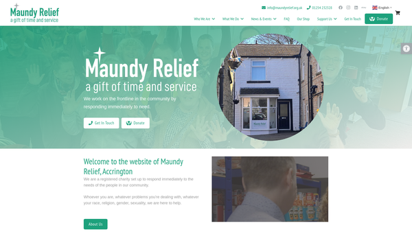 Screenshot of the Maundy Relief website
