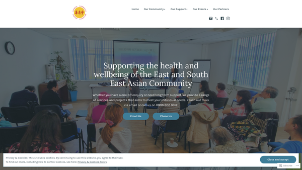Screenshot of the Chinese Community Wellbeing Society website