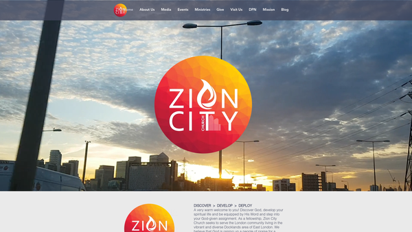 Screenshot of the Zion City Church website