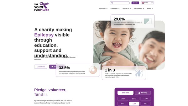 Screenshot of the The Voice For Epilepsy website