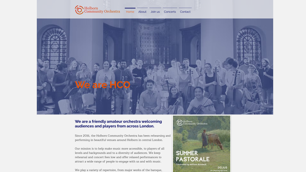Screenshot of the Holborn Community Orchestra website