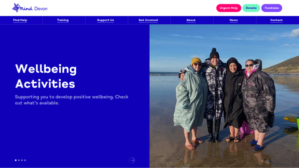 Screenshot of the Devon Mind website