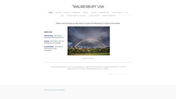 Screenshot of the Malmesbury And District U3A website
