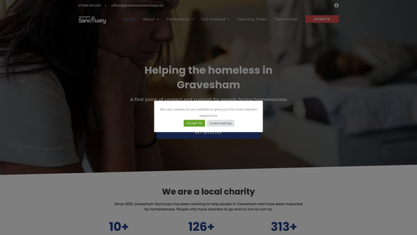 Screenshot of the Gravesham Sanctuary CIO website