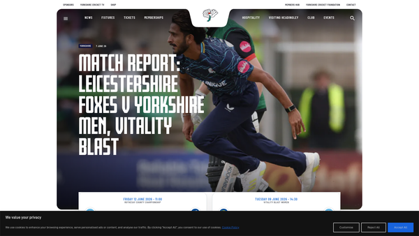 Screenshot of the The Yorkshire County Cricket Club Charitable Youth Trust website