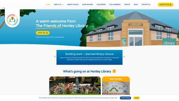 Screenshot of the Friends Of Honley Library website