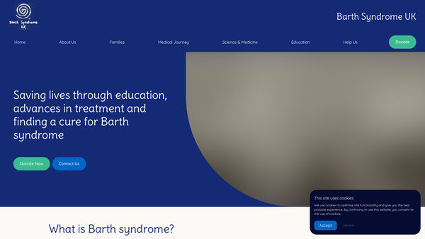 Screenshot of the Barth Syndrome UK website
