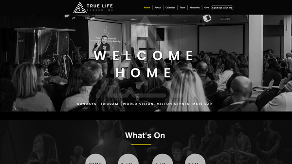 Screenshot of the True Life Church Mk website