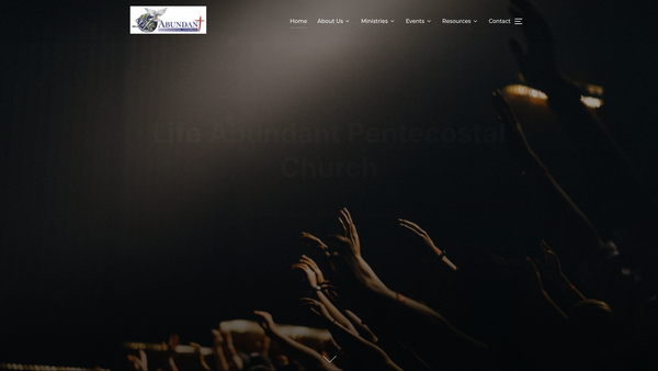 Screenshot of the Life Abundant Pentecostal Church website