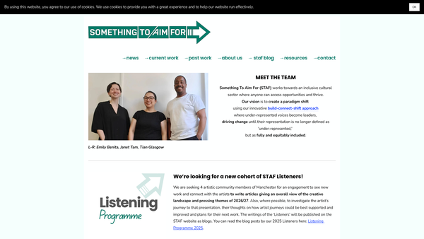 Screenshot of the Something To Aim For website