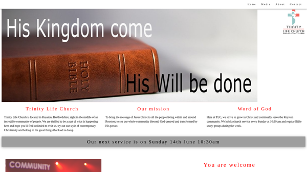 Screenshot of the Trinity Life Church, Royston website