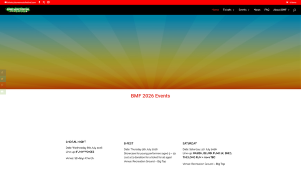 Screenshot of the Bures Music Festival Charitable Trust website