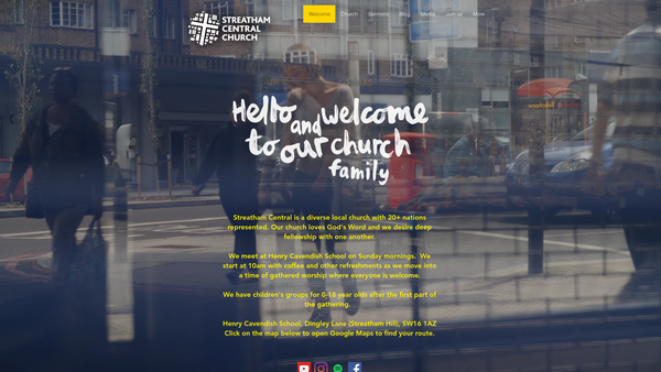 Screenshot of the Streatham Central Church website