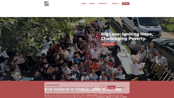 Screenshot of the Big Love Charity website