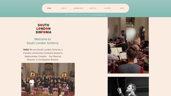 Screenshot of the South London Sinfonia website