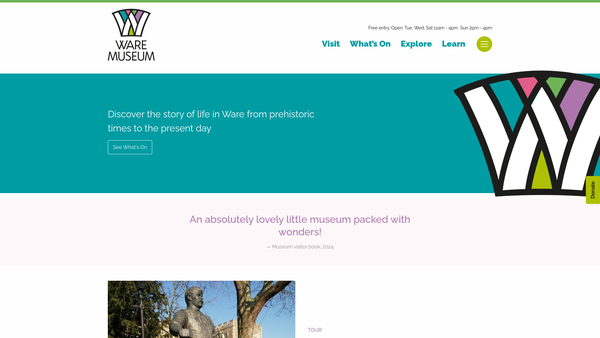 Screenshot of the Ware Museum CIO website