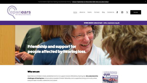 Screenshot of the Open Ears website