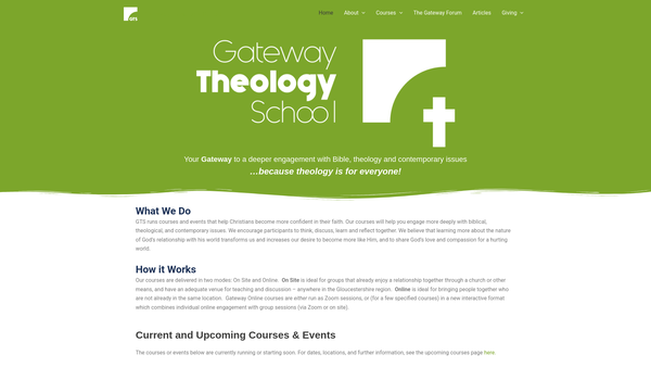 Screenshot of the Gateway Theology School website