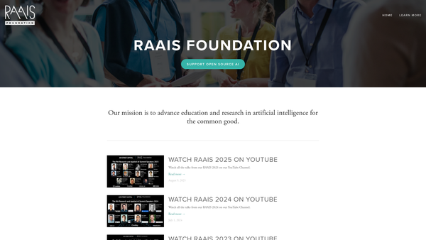 Screenshot of the The Raais Foundation website